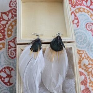 Elegant Feather Drop Earrings